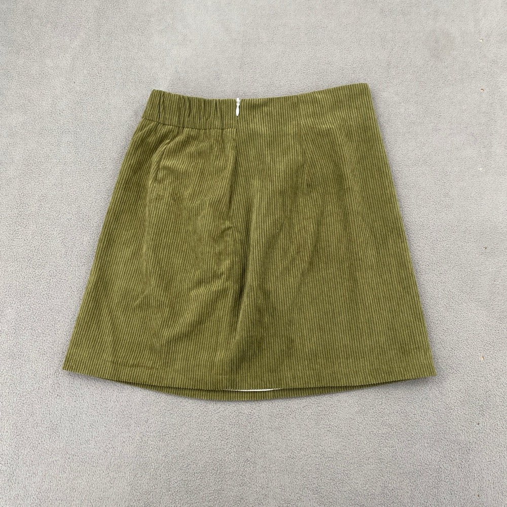 Unbranded Olive Green Corduroy Mini Skirt A-Line Elastic Waist Size XS